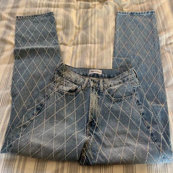 Zara Light Blue Straight Leg Jeans - Picture 9 of 12